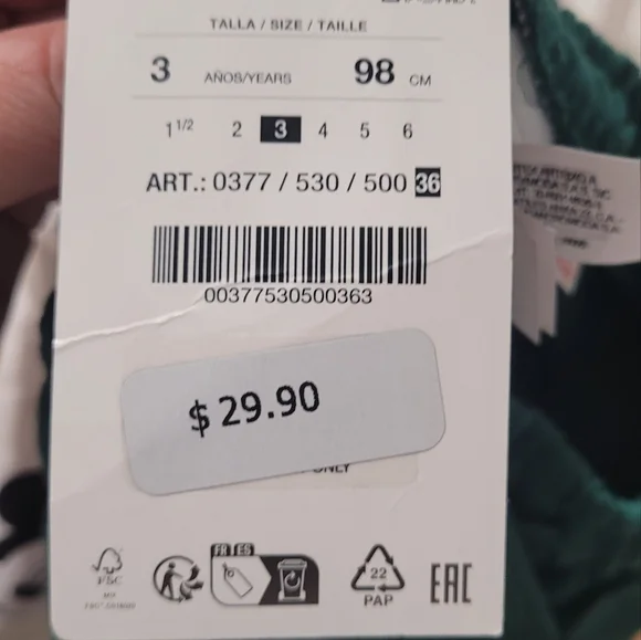 Zara Kids Matching Set - White and Green - Picture 2 of 3